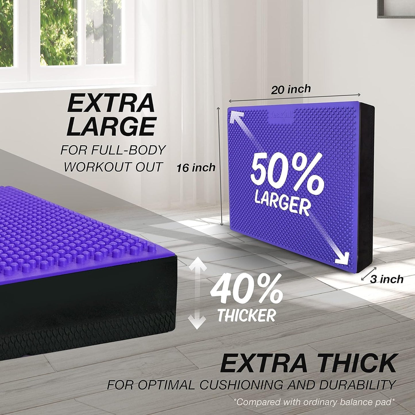 Yes4All Balance Pad, Nonslip TPE Foam Balance Pad with Upgraded Sizes - L, XL, XXL Balance Mat for Fitness, Yoga & Stability Training - Multicolor Options