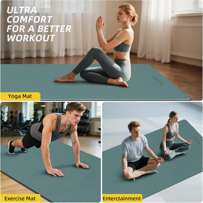 PAIDU Extra Long Wide Yoga Mat 76"x33"x2/5 Inch - Non Slip Thick Exercise Mat for Home Gym, Yoga, Pilates & Workouts