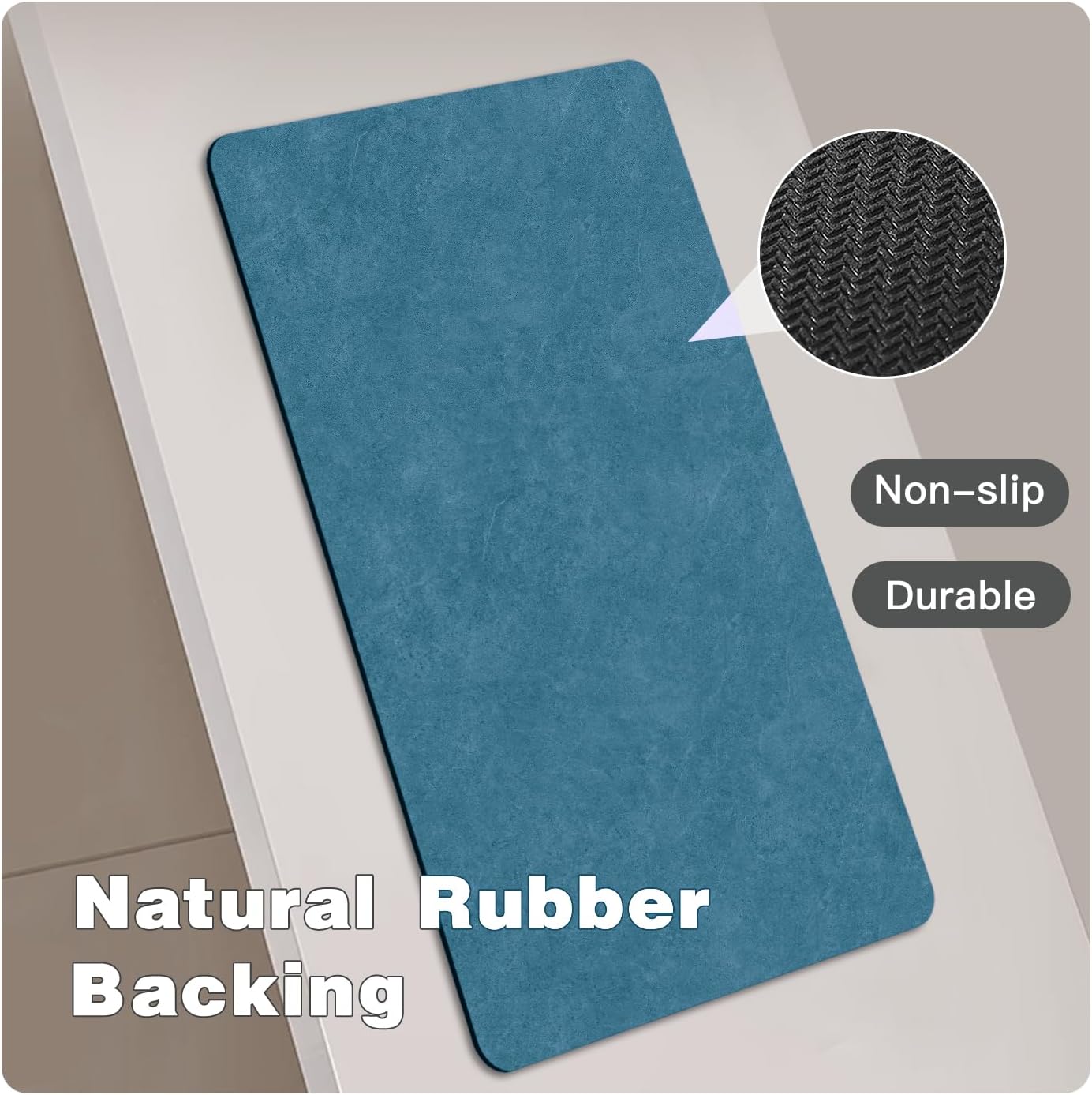 TYUU Bath Mat, Bathroom Rugs Non Slip Washable Thin Absorbent Quick Dry Bath Mat Fits Under Door Bathroom Floor Mat Perfect for Bath, Shower, or Sink 24"x36" Dark Grey