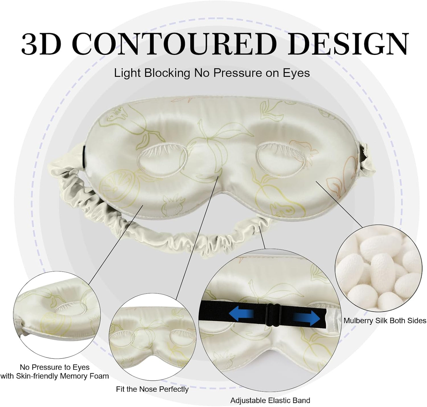 ZIMASILK Adjustable 22 Momme 100% Pure Mulberry Silk Sleep Mask, 3D Contoured Cup Eye Mask for Sleeping, Super Soft Breathable Blindfold, Perfect Blocks Light for Sleeping (Black)