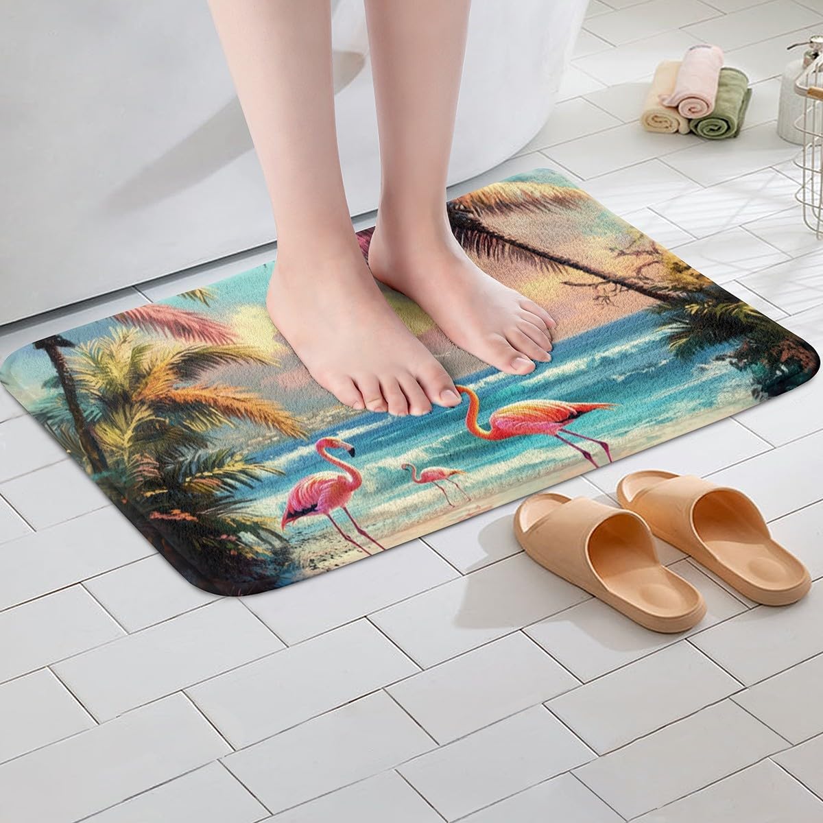 Erosebridal Yoga Bathroom Rugs Gradient Bath Mat,Meditation 20"X 32" Doormats Floor Mats for Kids Boys Girls Teens Lotus Art Non Slip Bath Rug