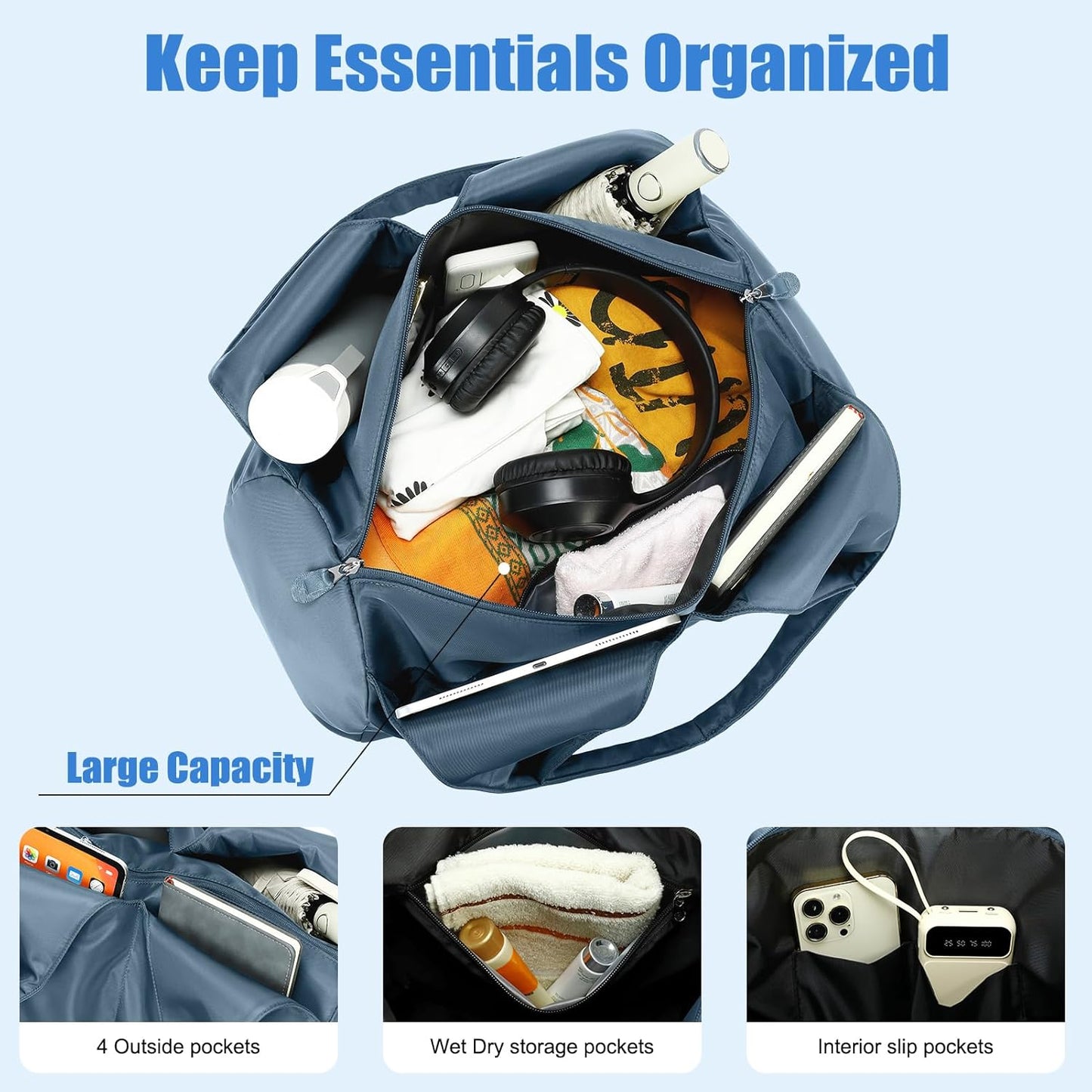 forestfish Yoga Gym Bag for Women with Shoes Compartment & Wet Dry Storage Pockets Lightweight Duffel Bag, Beige