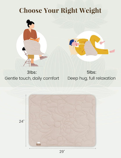 ZonLi Weighted Lap Blanket 5lbs for Meditation, Yoga, Napping, Sleeping and Travel, Cotton Weighted Blanket for Adults,Skin Friendly & Machine Washable, 29x24 inches, Light Gray
