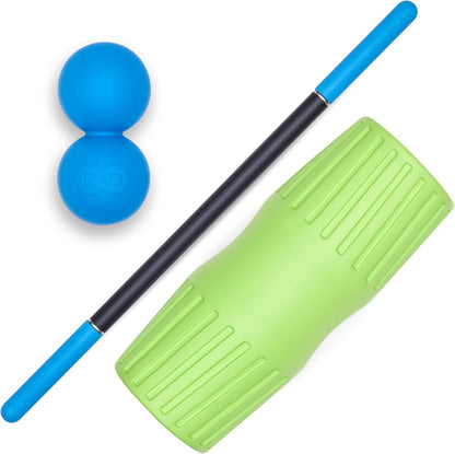 RAD All-in Kit 7-in-1 Foam Roller Set for Whole Body Massage & Myofascial Release with Roller Stick, Yoga Block, Massage Balls Muscle Recovery Tools for Mobility & Flexibility
