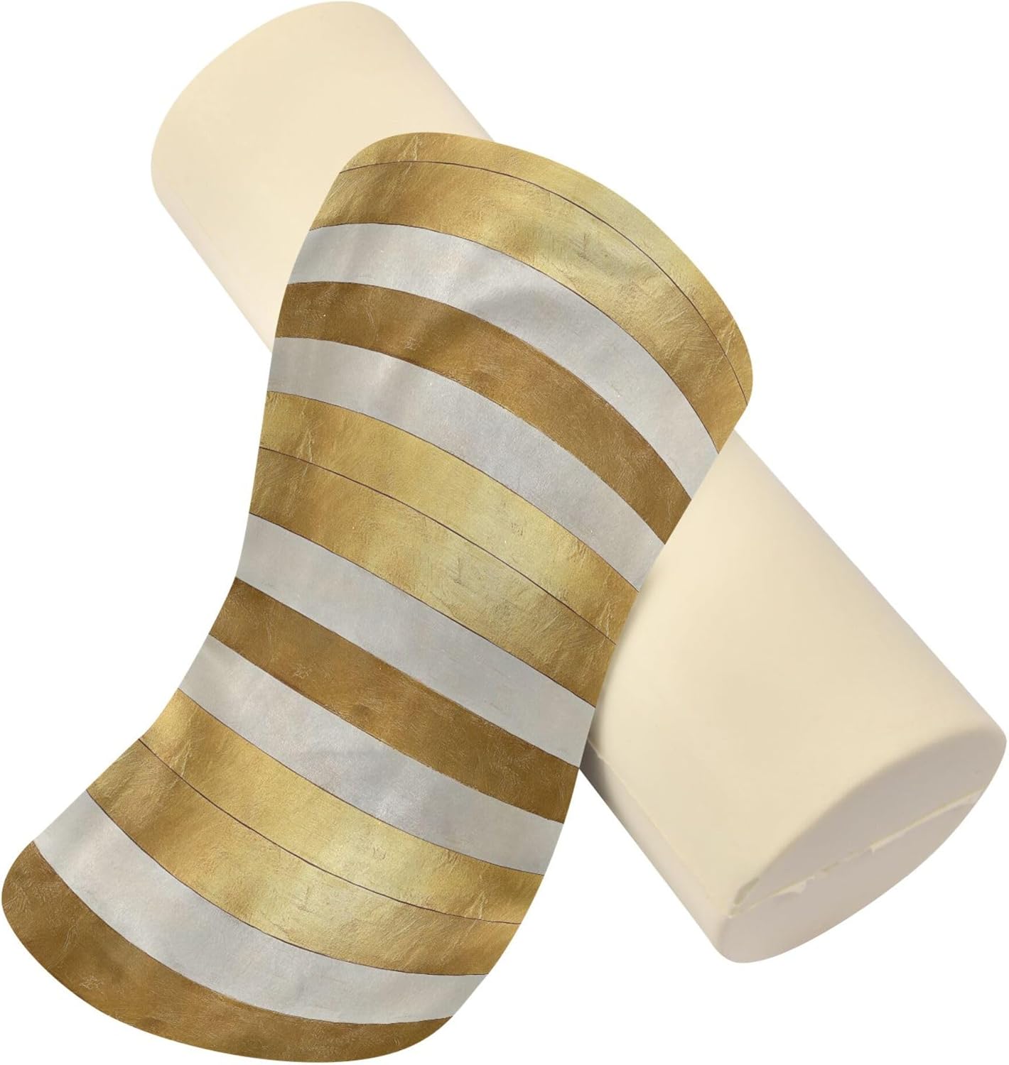 Yoga Bolster Pillow Round Neck Roll Pillow Bed Round Pillow for Baby Cylinder Decorative Pillow Bolster Pillow Covers with Zipper Gold Stripe