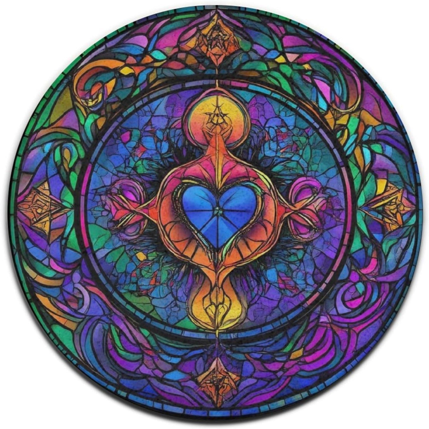 Home Decor Non Slip Kitchen Office Circle Rug, Machine Washable Modern Round Area Rug, Room Sofa Yoga Soft Round Carpet Purple Galaxy Trippy Space Astronaut Art, 36inch