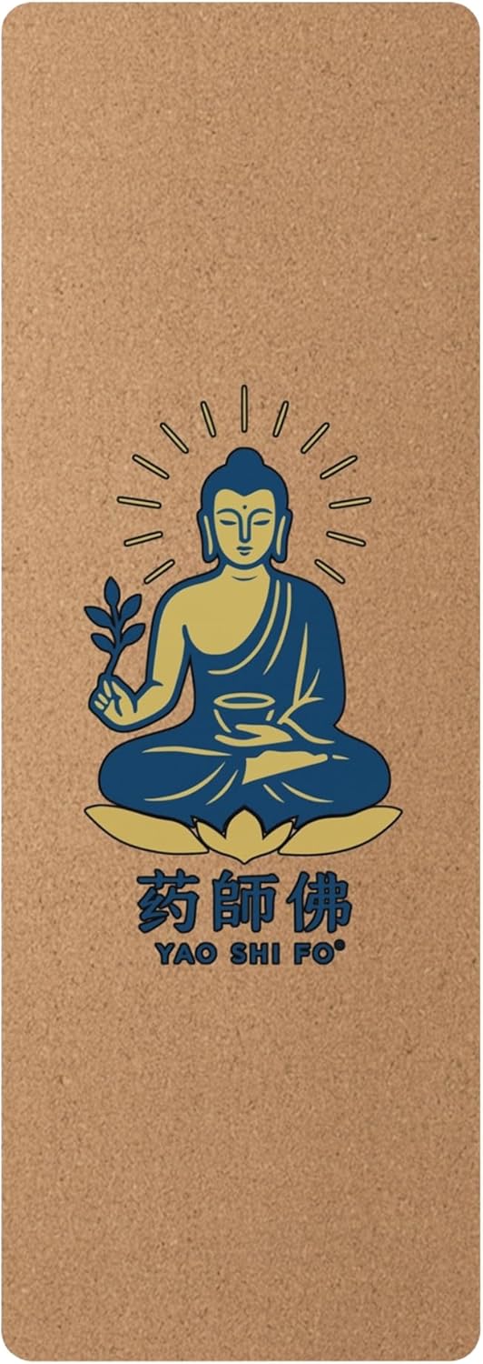 Yoga Mat 183 x 60 cm - 4 mm FSC Cork + Natural Rubber - BLUE & GOLD