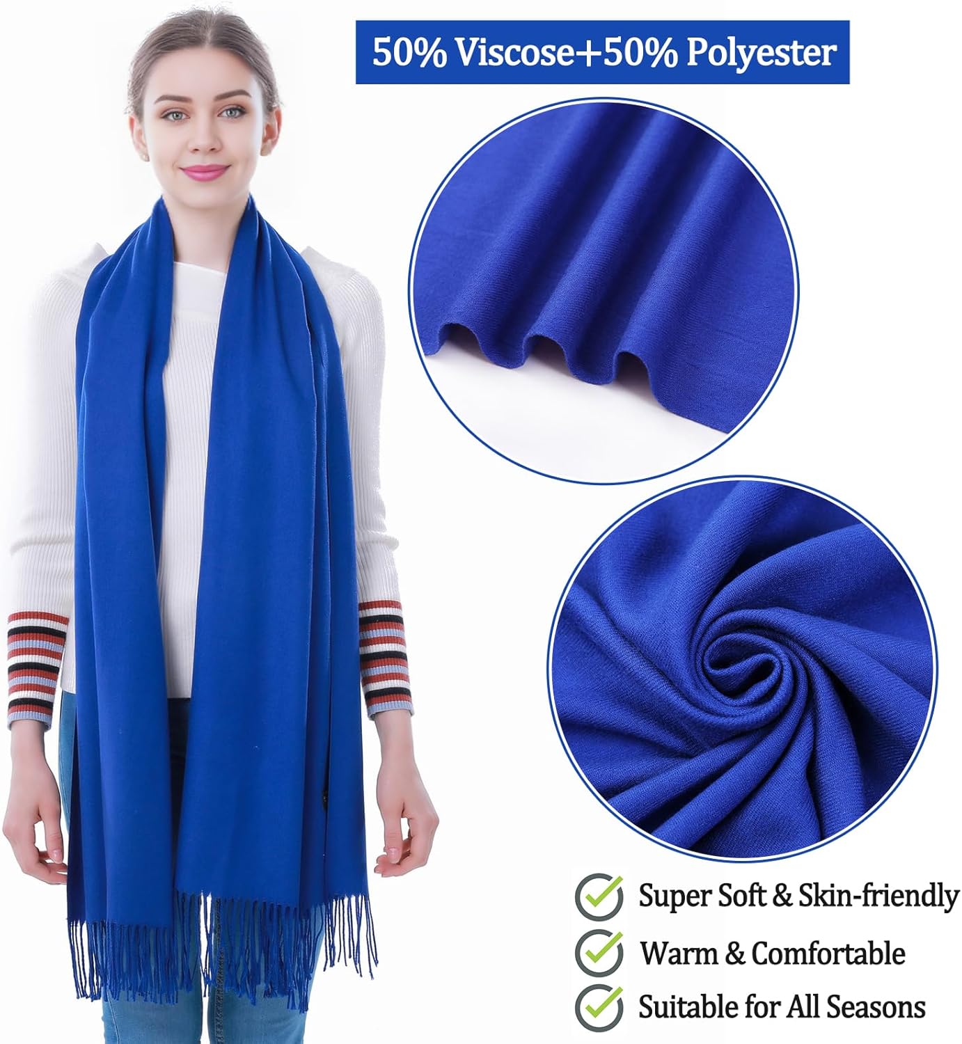 Pashmina Scarf and Shawl - Soft Women Pashminas Wrap for Wedding Evening Party dresses