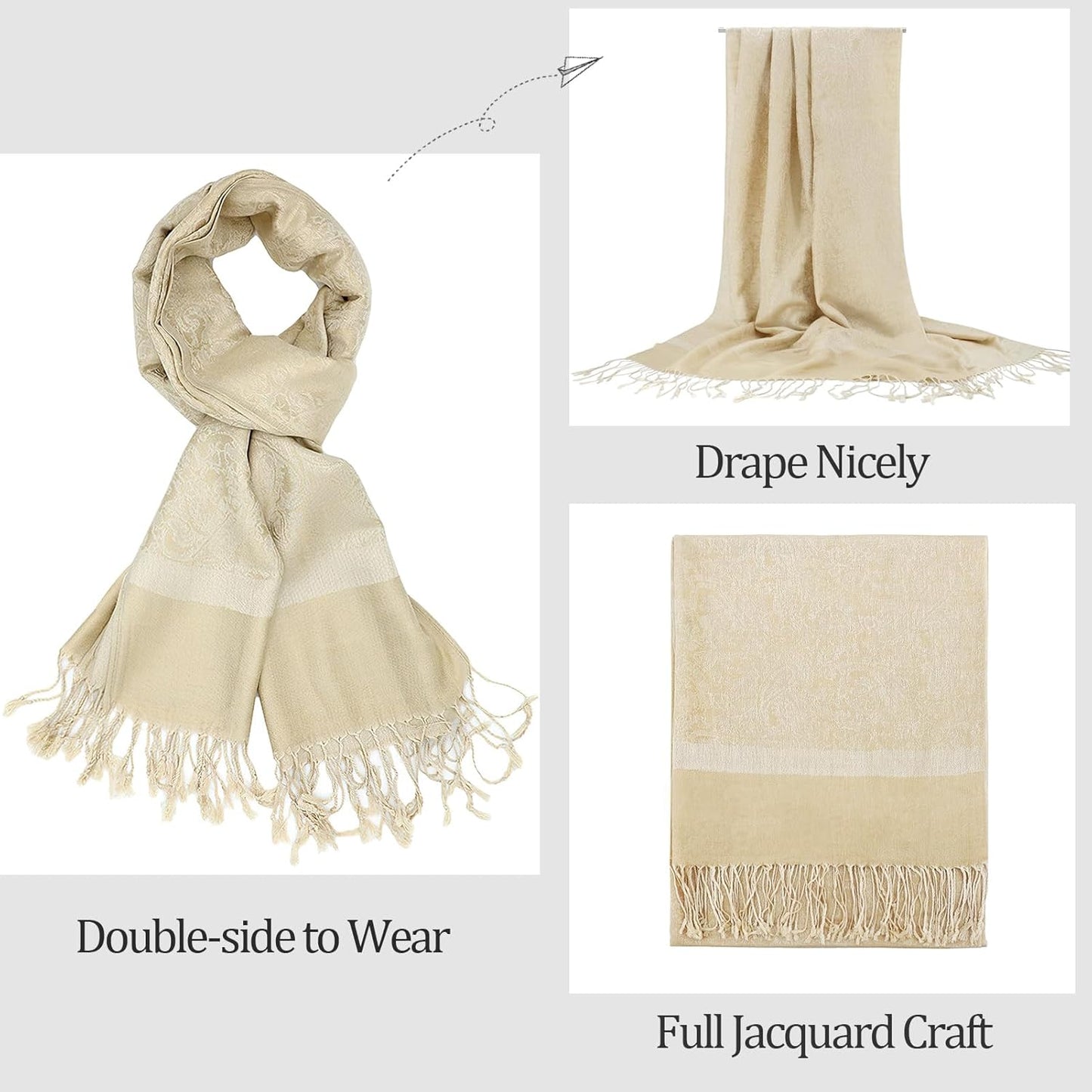 vimate Silky Paisley Pashmina Shawl Scarf-Women's Soft Double-side Jacquard Pashminas Wrap for Evening Dress Travel Shawl