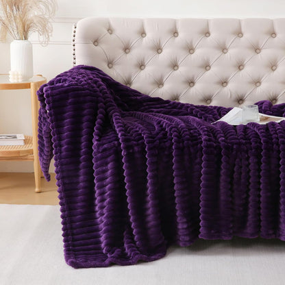 Khaki Throw Blanket for Couch Sofa 50x60 inches Striped Fleece Blankets Room Home Decor Lightweight Plush Soft Cozy Gifts for Women Mom Girls