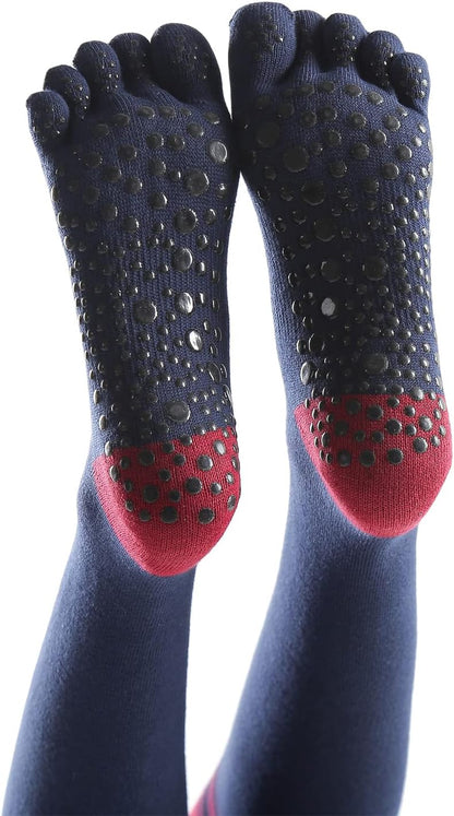 Verdancy Yoga Pilates Toe Socks - Toeless With Grips for Women, Non-Slip Cushioned Over Knee Thigh High