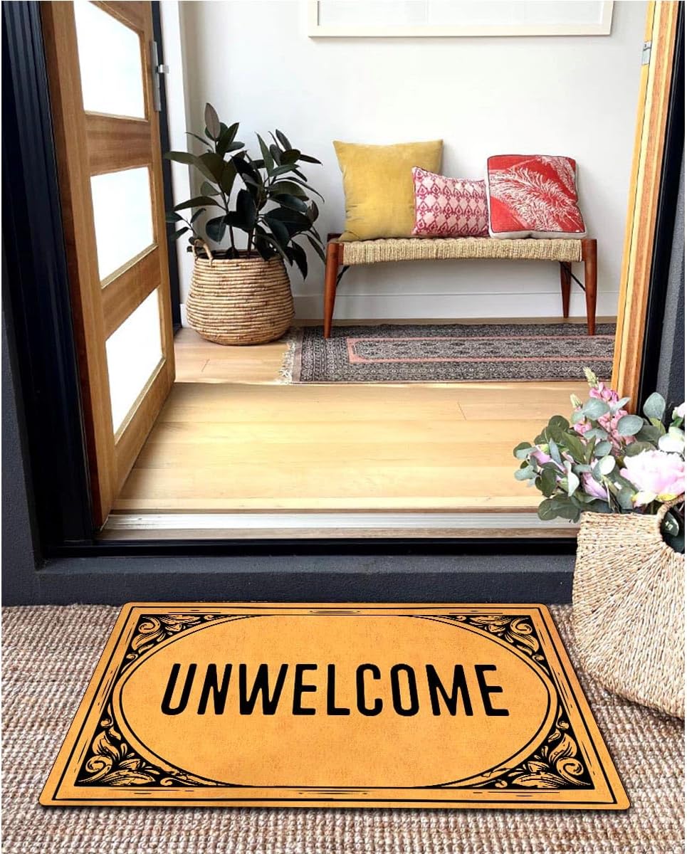 MELODADDY Funny Welcome Doormat Front Door Decor Rugs with Rubber Back 30"(L) x 18"(W) Personalized Matt Outside Entrance (Leave Your Worries At the Door Yoga Meditation Namaste)