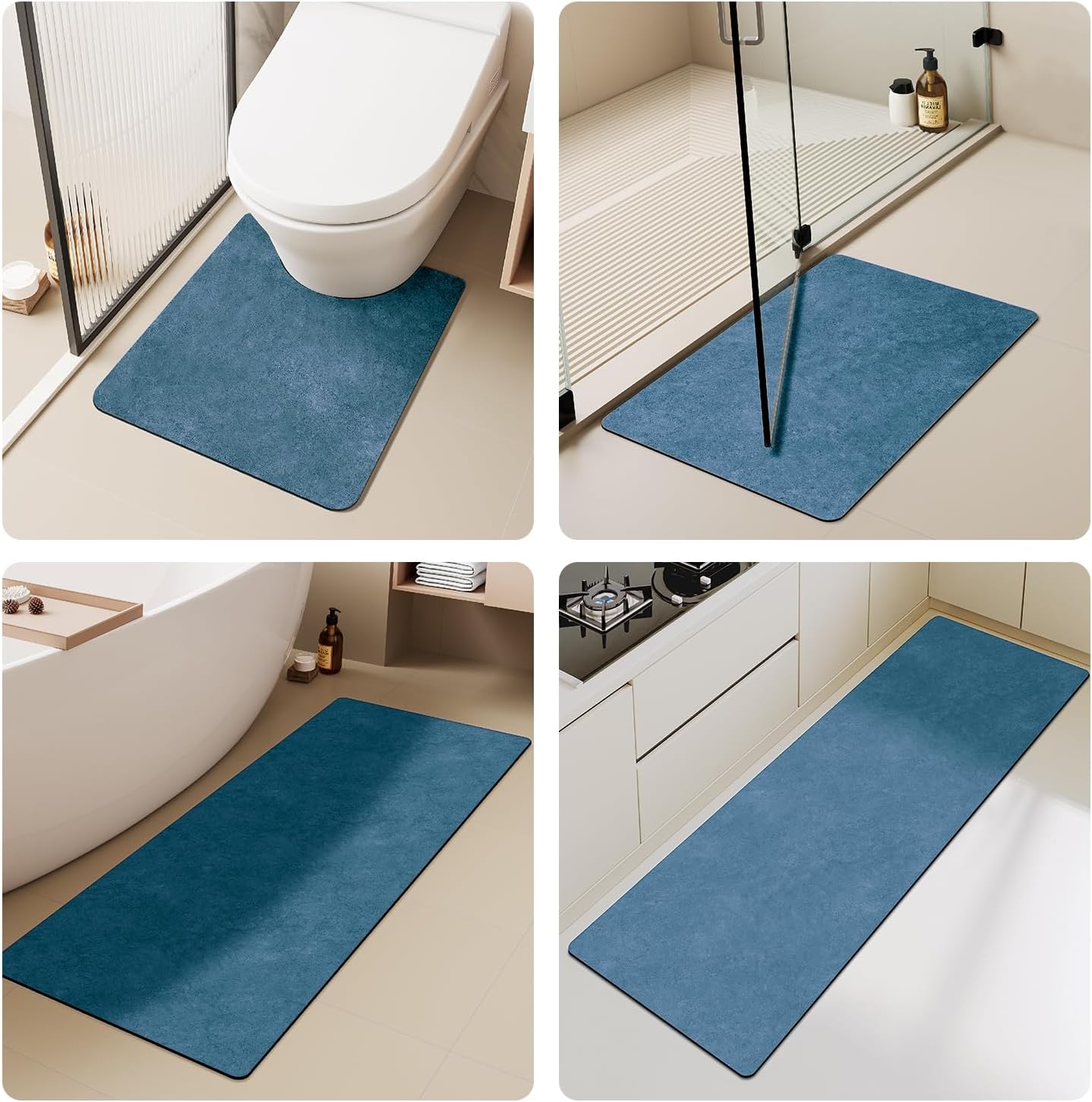 TYUU Bath Mat, Bathroom Rugs Non Slip Washable Thin Absorbent Quick Dry Bath Mat Fits Under Door Bathroom Floor Mat Perfect for Bath, Shower, or Sink 24"x36" Dark Grey