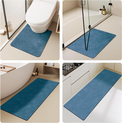 TYUU Bath Mat, Bathroom Rugs Non Slip Washable Thin Absorbent Quick Dry Bath Mat Fits Under Door Bathroom Floor Mat Perfect for Bath, Shower, or Sink 24"x36" Dark Grey