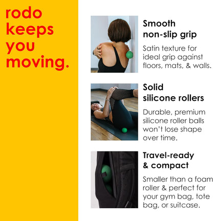 Rodo 2-in-1 Firm Peanut & Lacrosse Ball Roller | Deep Tissue Massage Tool for Fascia, Plantar Fasciitis, Hips & Back | Mobility & Recovery Roller | Compact, Travel-Friendly, Pilates, Therapy Ready