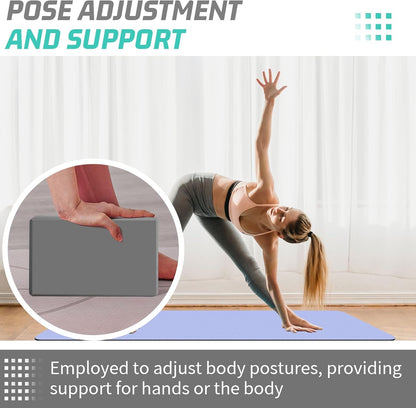 Yoga Blocks 4 Pack - Premium 3"x6"x9" EVA Foam Bricks for Pilates Workout, Stretching, Meditation | Non-slip and Lightweight Yoga Bricks for Flexibility, Balance, Spine Strength