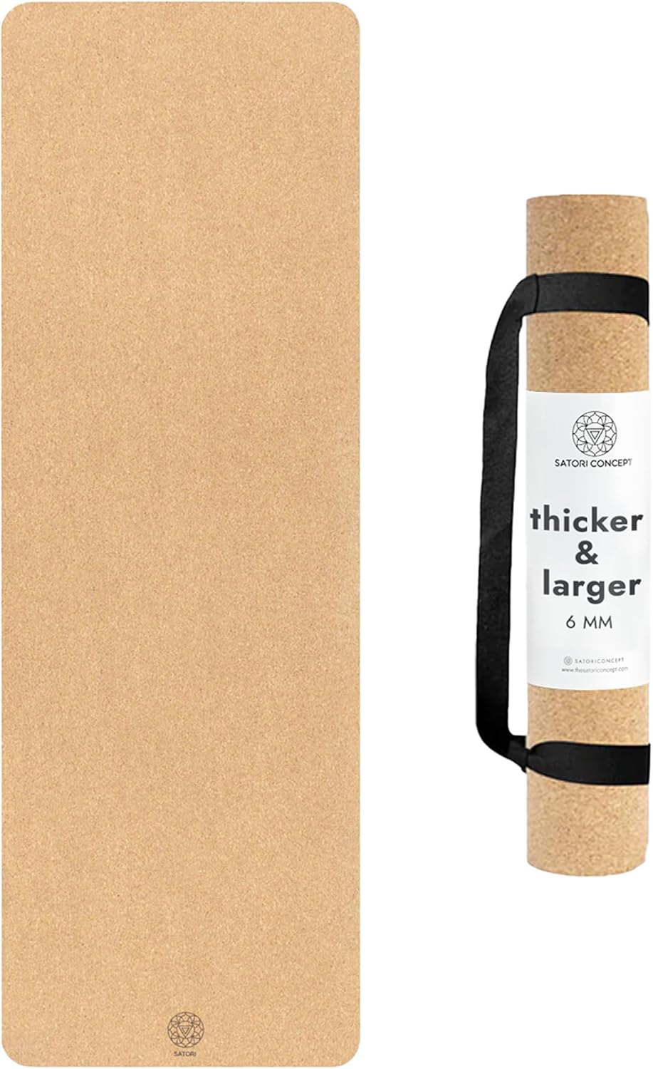 Cork Yoga Mat with Natural Rubber Base, Extra Size, Thickness and Support, Excellent Cushion & Grip, Non-Slip, Non-Toxic, Sweat-Resistant, Sustainable, Eco-friendly Exercise Mat