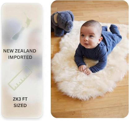 Sheepskin Runner,Genuine New Zealand Fluffy Natural Lambskin Real Sheep Skin Fur Throw Area Rug for Livingroom,Bedroom,Sofa and Chair, Yoga mat and Dog Mat(Double Pelt 2x6 ft, Ivory White)