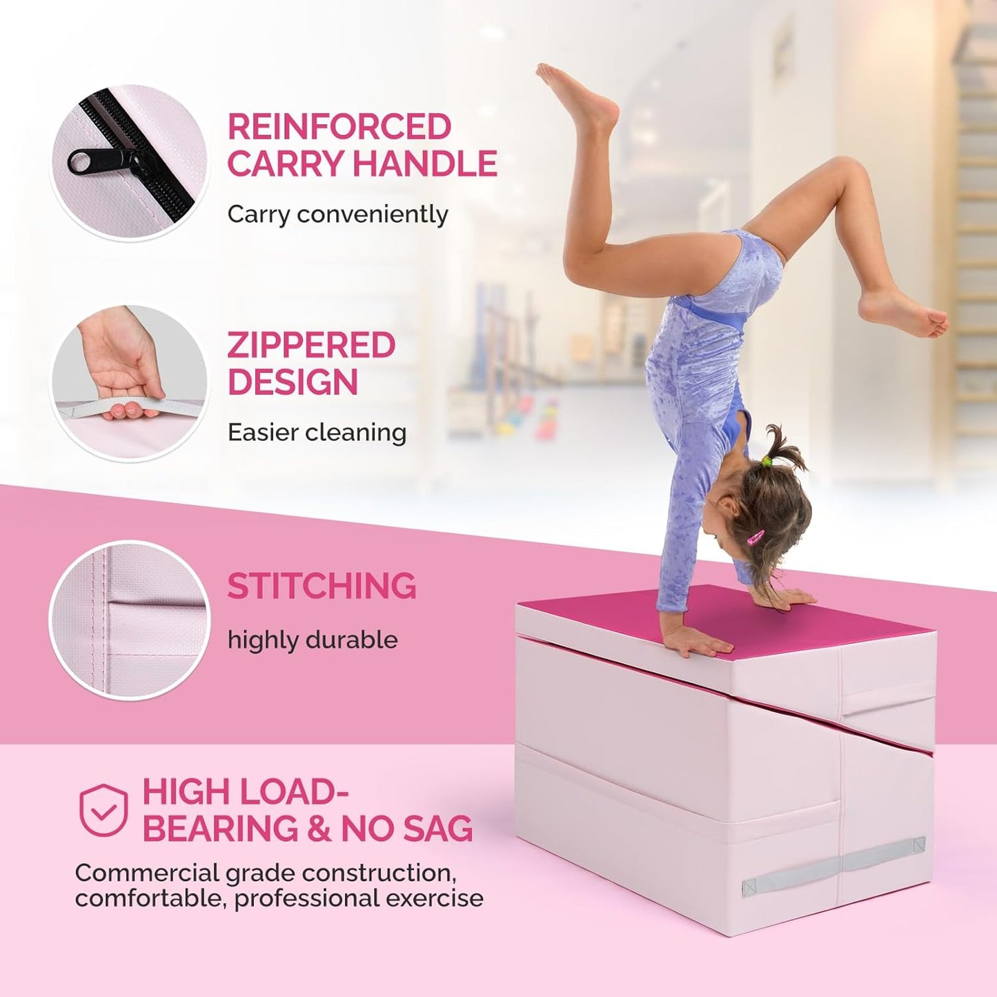 Matladin Incline Gymnastics Wedge Mat, Folding Gymnastics Mat for Kids Girls Home Training Exercise