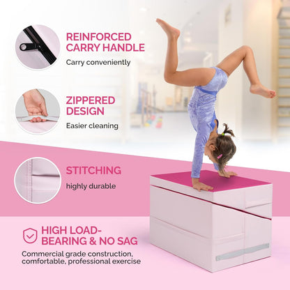 Matladin Incline Gymnastics Wedge Mat, Folding Gymnastics Mat for Kids Girls Home Training Exercise