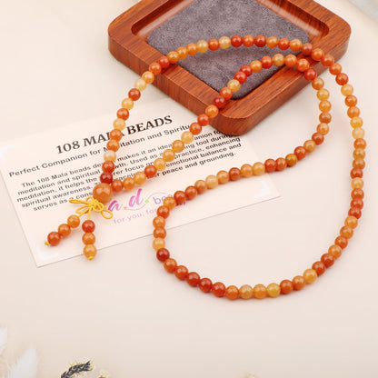 AD Beads 6mm 8mm 108 Prayer Mala Jasper Elastic Bracelet - Handmade Yoga Meditation Healing Power Energy Gifts for Unisex Adult.