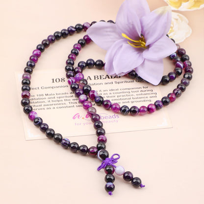 AD Beads 6mm 8mm 108 Prayer Mala Jasper Elastic Bracelet - Handmade Yoga Meditation Healing Power Energy Gifts for Unisex Adult.