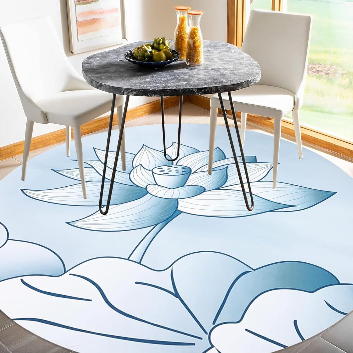 Round Meditation Yoga Mat - Large Lotus Non Slip Natural Rubber Mat for Home, Outdoor Exercise, Meditation, Stretching and Yoga (4Ft)