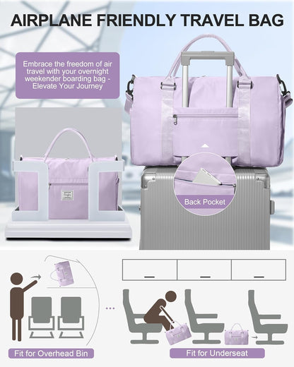 Gym Bag Womens Mens with Shoes Compartment and Wet Pocket Travel Duffel Bag for Women for Plane Sport Gym Tote Bags Swimming Yoga Waterproof Weekend Overnight Carry on Bag Hospital Holdalls - Colors C