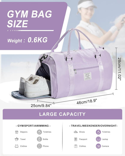Gym Bag Womens Mens with Shoes Compartment and Wet Pocket Travel Duffel Bag for Women for Plane Sport Gym Tote Bags Swimming Yoga Waterproof Weekend Overnight Carry on Bag Hospital Holdalls - Colors C
