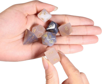 mookaitedecor 7 PCS Blue Howlite Turquoise Crystal Polyhedral DND Dice Set, Polished Tumbled Stones Dices for RPG MTG Table Games Home Decoration