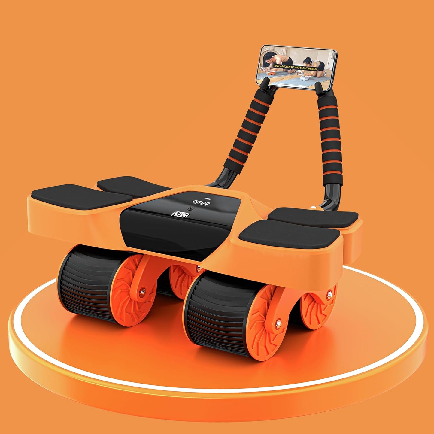 2026 New 4-Wheel Abdominal Roller with Elbow Support : Latest Upgraded High-Performance Exercise Machine With Automatic Rebound, Multi- layered Anti-Slip Design with Built-in Workout Tracker
