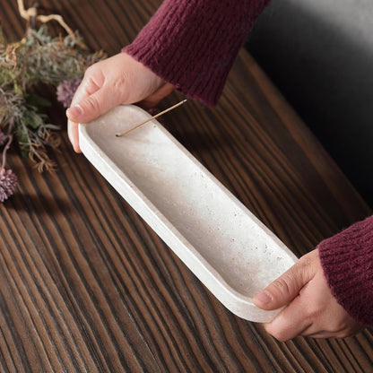 Koville Natural Marble Incense Holder, Incense Holder for Sticks with 9 Holes, Handmade Incense Burner Ash Catcher for Meditation Yoga SPA, Balsam Fir/Palo Santo/Sage/Cone (RoyalBeige)