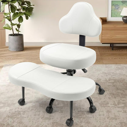AtHope Cross Legged Office Chair, Criss Cross Desk Chair ADHD Meditation Kneeling Yoga Seat with Adjustable Height, Lumbar Support, Wider Footrest and Wheels (Black)