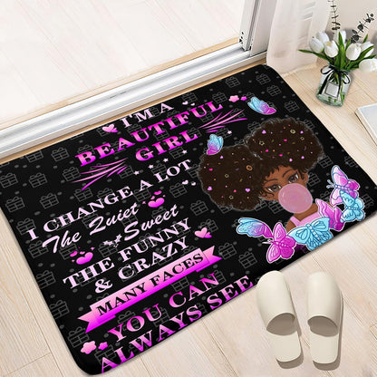 Black Girl Area Rug for Bedroom African Black Girls Floor Rugs for Living Room Playroom Cartoon Art Home Decor Soft Yoga Mats for Women Afro Purple 47" x 31" (2.7 x 3 Feet)