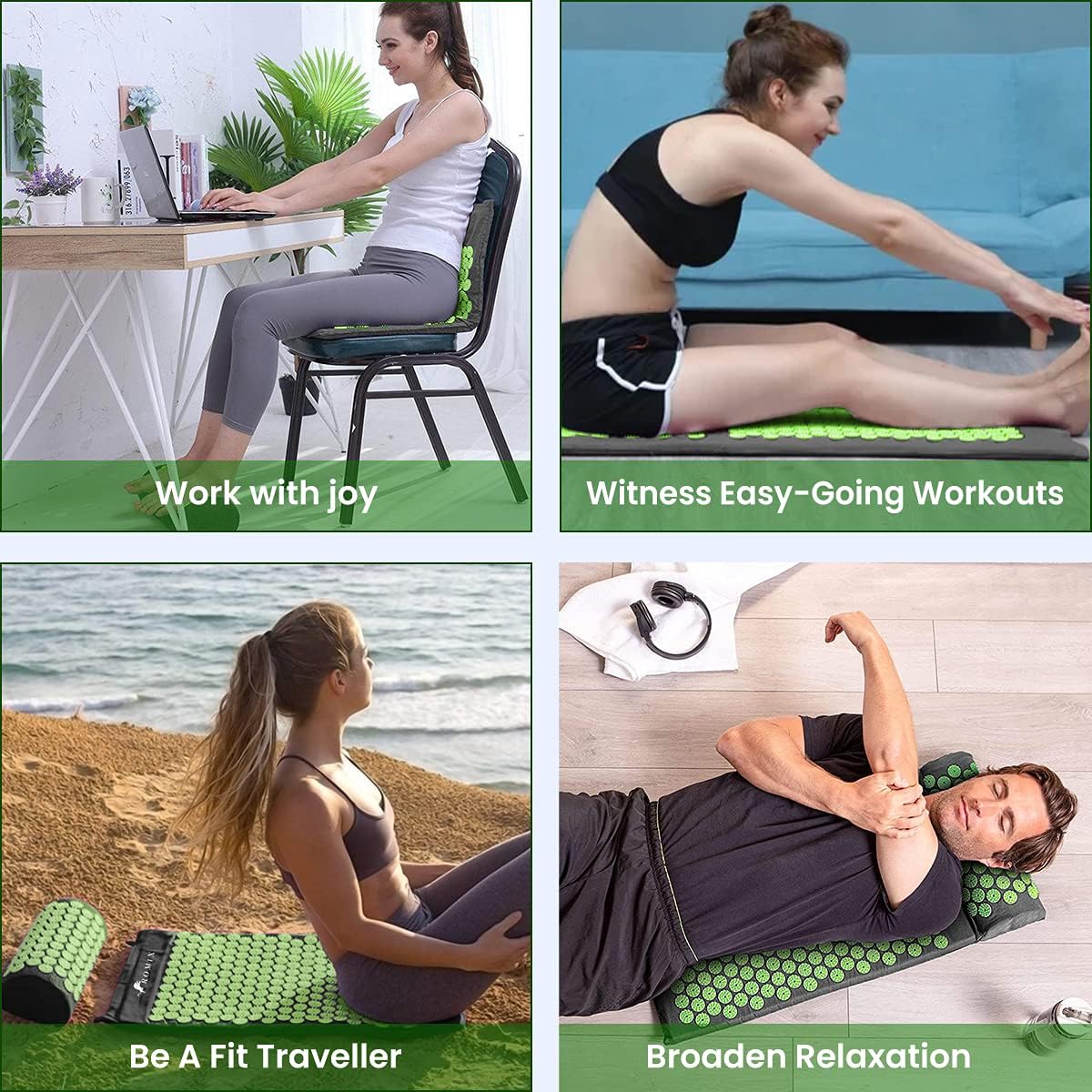ROMIX Acupressure Mat and Pillow Set, Acupuncture Mat for Back Pain, Neck, Shoulder Pain Relief, Stress Reduction, Wellness Therapy, Cushioned Acupressure Mats with Carry Bag for Men and Women