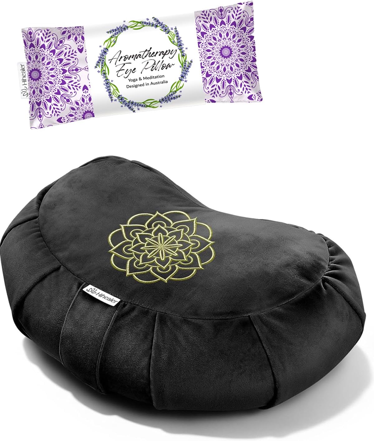 Hihealer Crescent Meditation Cushion and Lavender Eye Pillow