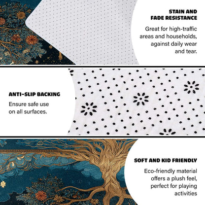 Tree of Life Area Rug – Bohemian Mandala Carpet for Living Room, Bedroom, Meditation Space, Yoga, Spiritual Home Décor – Large Soft Floor Mat for Indoor Decoration (TOL08)