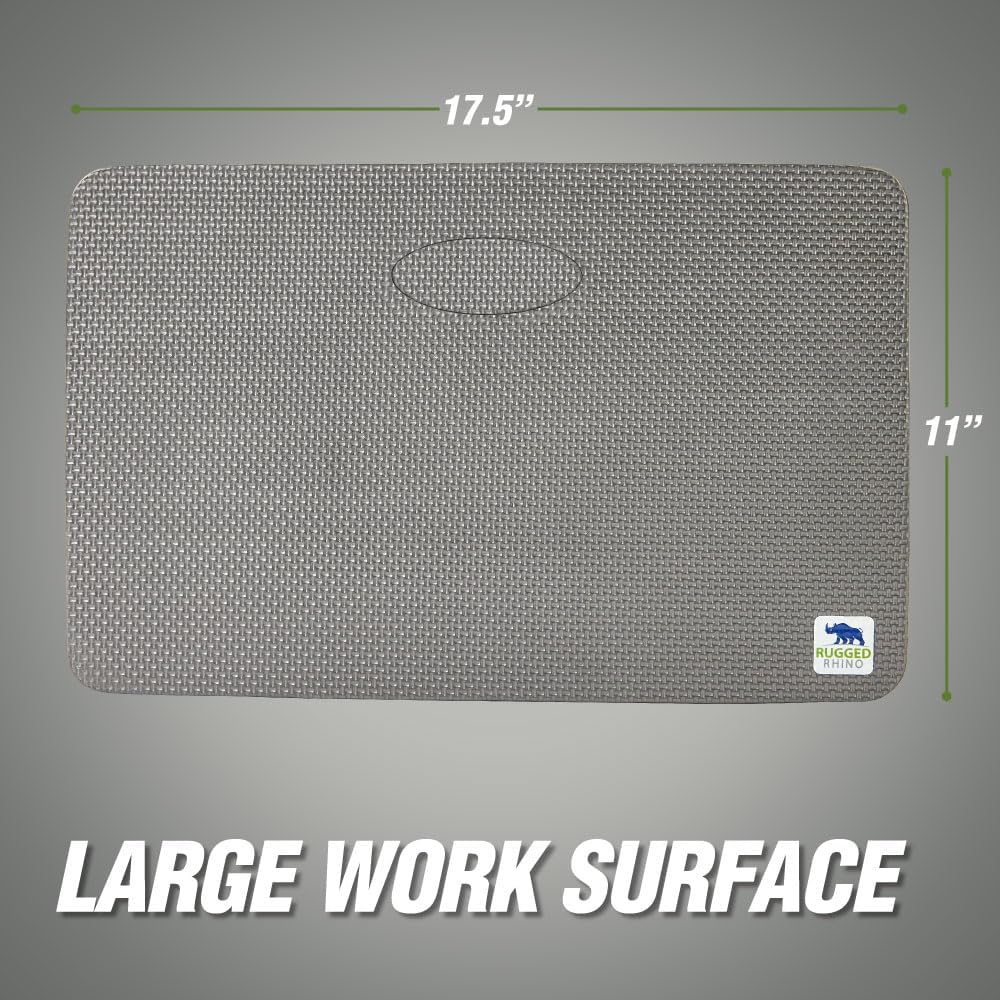 RUGGED RHINO Heavy Duty Patent Pending Kneeling Pad, Shock Absorbent Thick Knee Pads, Holds Up to 300 lbs, Protect Knees from Hard Concrete Surfaces, For Mechanics, Yard Gardening, Gym, Slate Gray