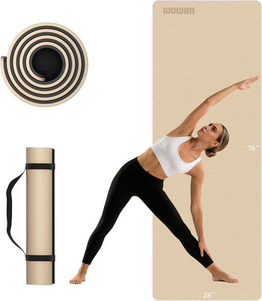 10mm Thick Yoga Mat for Tall Men & Women, Extra Long 76x28in Non Slip TPE Exercise Mat with Carrying Strap, Mat for Yoga Pilates Fitness,Indoor Outdoor Use