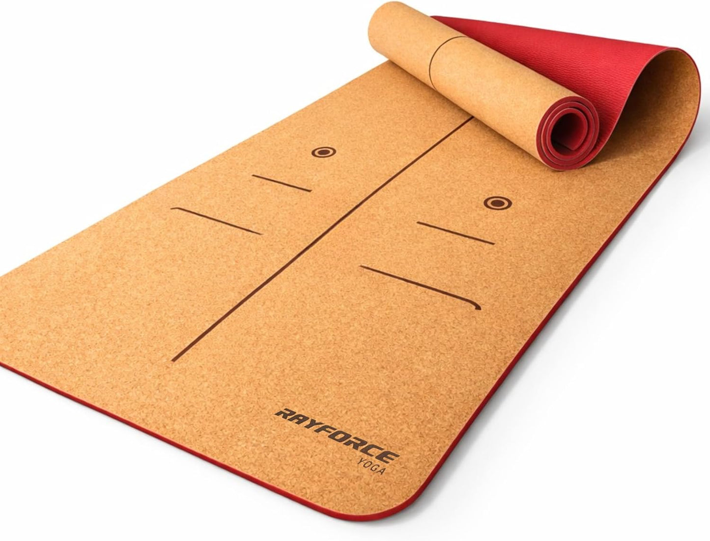 Cork Yoga Mat for Hot Yoga – Sweat Activated Non Slip Grip, 6MM Thick Workout & Fitness Exercise Mat for Men & Women with Alignment Lines, Premium Cork & TPE Yoga Mat for Pilates, Stretching & Home Gym – Rayforce