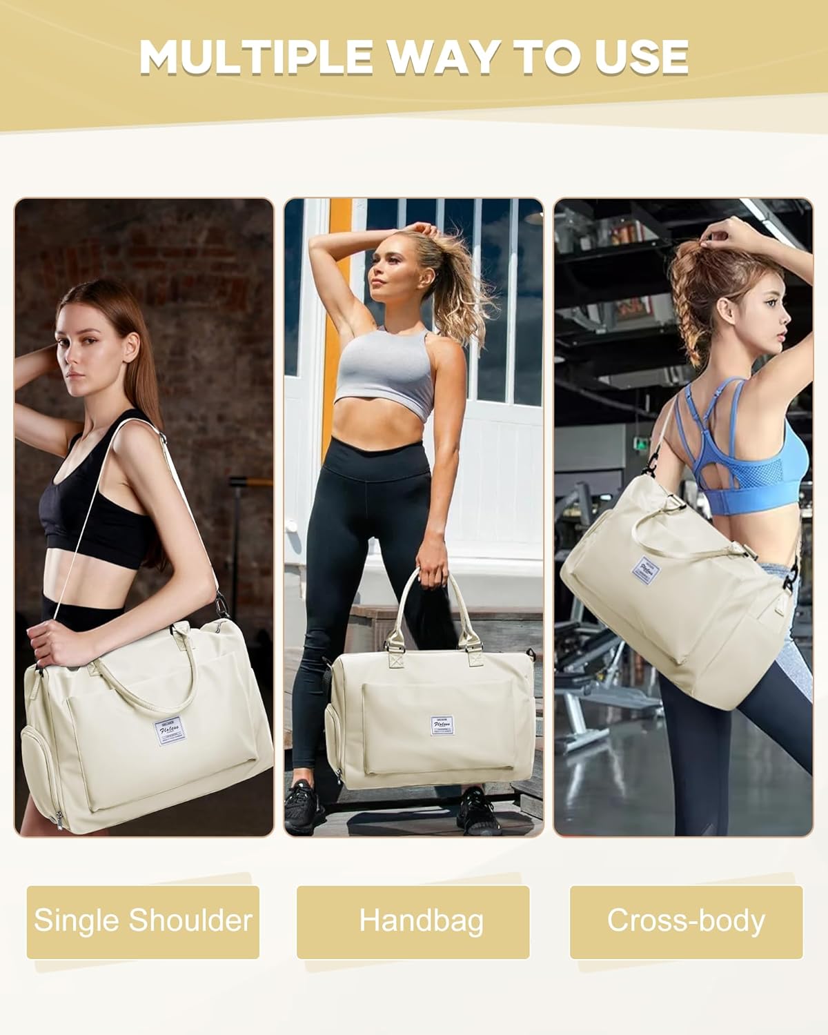 Gym Bag Womens Mens with Shoes Compartment and Wet Pocket Travel Duffel Bag for Women for Plane Sport Gym Tote Bags Swimming Yoga Waterproof Weekend Overnight Carry on Bag Hospital Holdalls - Colors A