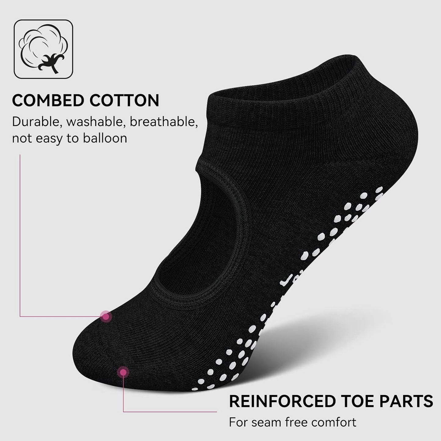 Yoga Socks Non Slip Skid Socks with Grips Pilates Ballet Barre Socks for Women