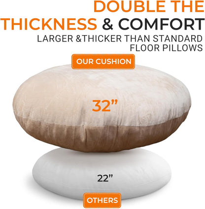 Cheer Collection Meditation Cushion - Ergonomic Floor Pillow, Yoga Pillow with Buckwheat Filling, Zafu Meditation Cushion, Comfort & Meditation Posture Support