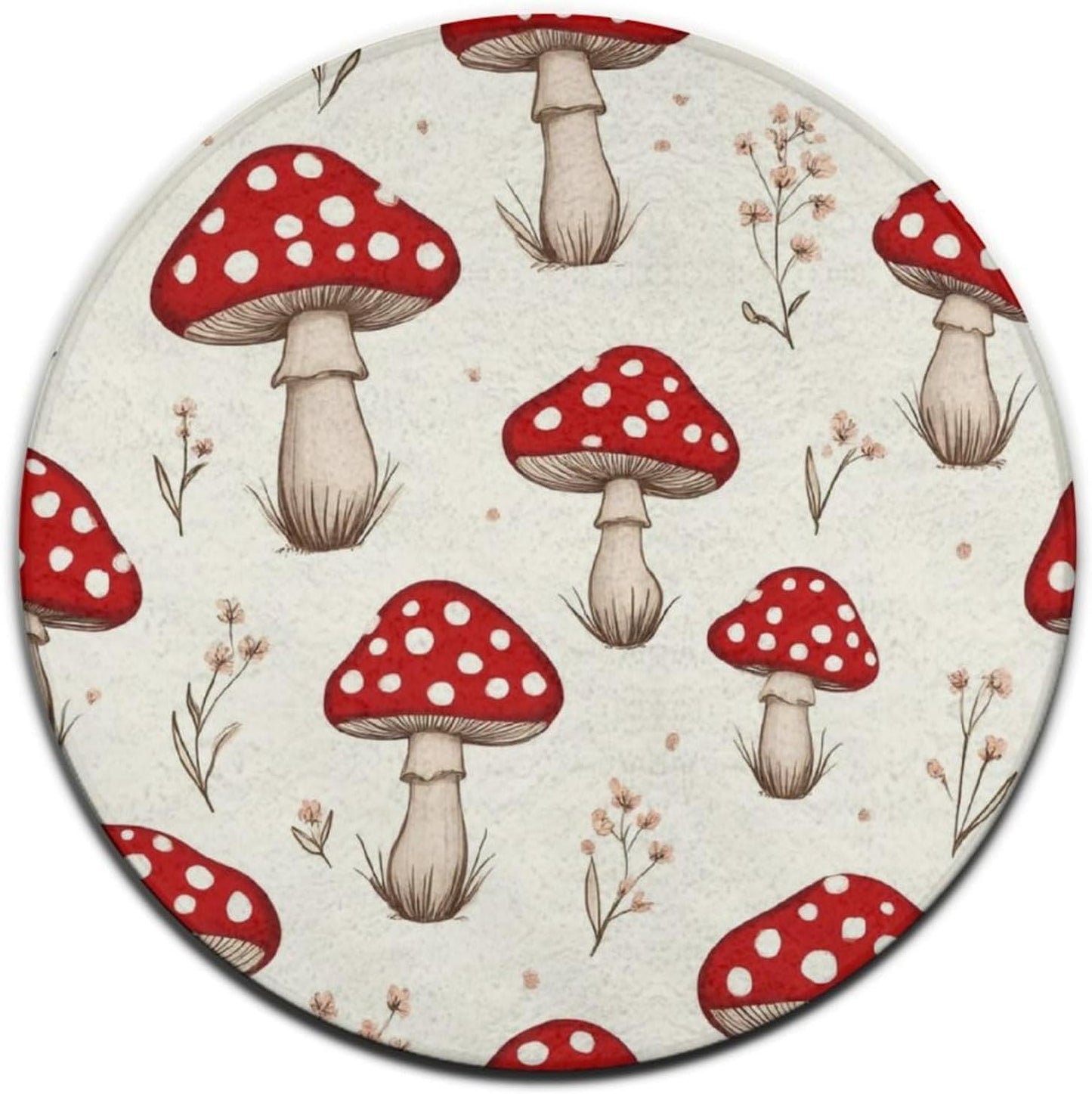 Large Home Decor Mat, Soft Round Yoga Carpet, Non Slip Machine Washable Home Office Circle Rug Gothic Witchy Sun Moon Mushroom Moth