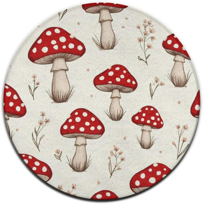 Large Home Decor Mat, Soft Round Yoga Carpet, Non Slip Machine Washable Home Office Circle Rug Gothic Witchy Sun Moon Mushroom Moth