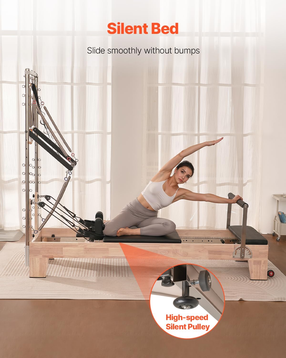 VEVOR Pilates Reformer, Reformer Pilates Machine with Cadillac Trapeze Table or Tower & Mat, Pilates Equipment for Home Workout and Studio, Includes Jump Board，Sitting Box