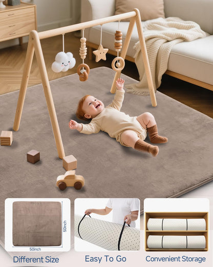 Large Thick Baby Play Mat for Floor,Padded Foam 59x79 Playpen Mat,Soft Support&Plush Feel Nursery Kids Rug,Non Slip for Toddler,Infants,Kids Playroom,Yoga,Baby Crawling,Tummy Time (Light Grey)