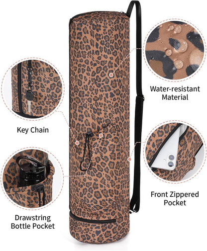 sportsnew Yoga Mat Bag, Full Zip Cargo Yoga Mat Carrier Bag with Drawstring Water Bottle Pocket and Bottom Wet Pocket, Exercise Yoga Mat Carrier Holder Multi-Functional Storage Bag Patent Pending