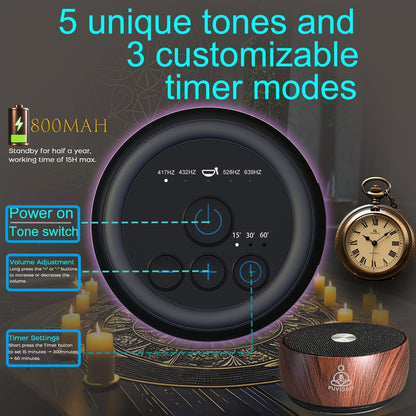 Sound Frequency Machine,Meditation Generator Instrument,Tone Device Tools - Solfeggio Frequencies Bath for Yoga, Mindfulness, Vibration System of Chakra Balancing, 5 Tones, 3 Timers