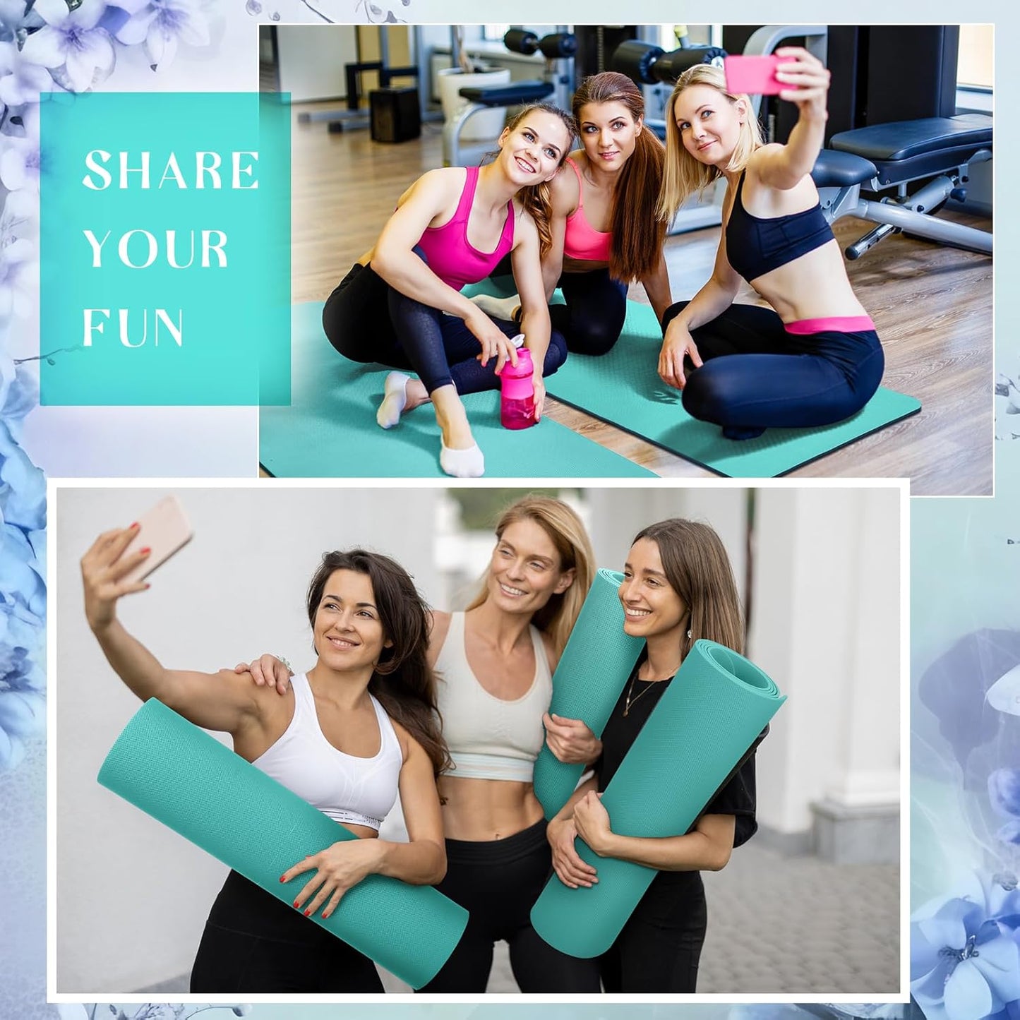 Timgle 6 Pack Yoga Mats Bulk 68 x 24 Inches Non Slip Exercise Yoga Mat 4 mm Thick Anti Slip Tear Resistant Sports Gym for Fitness Stretching Home Workout and Studio